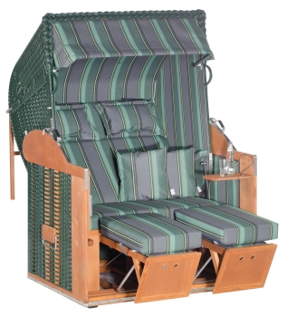 Gartenstrandkorb Classic 2-SitzerLiegemodell, PVC-Kunststoffgeflecht grün Stoff-Dessin: 188